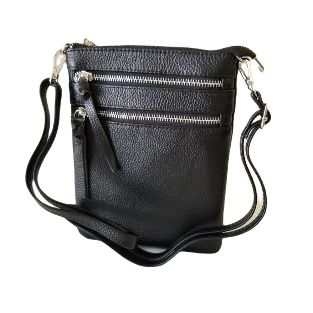 NWT! Black Faux Leather Slim Cell Phone Casual Purse w/Detachable Shoulder Strap